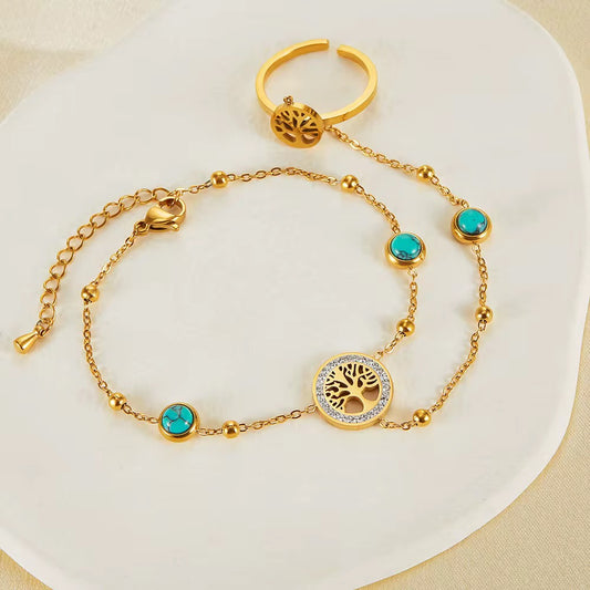 Baum des Lebens Hand-kette mit Ring