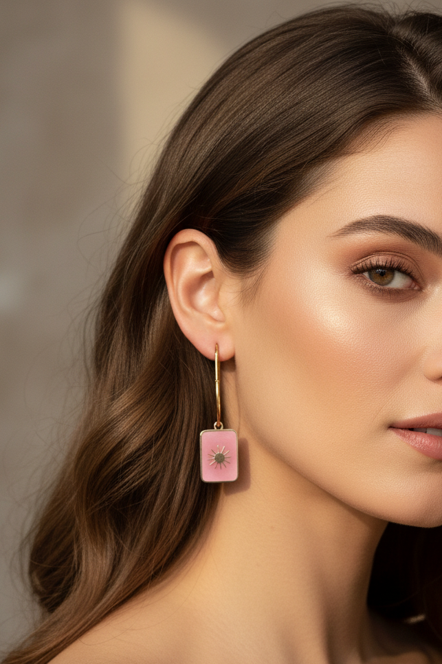 Sonnenstrahl Rosa Ohrhänger | Hochwertiger Schmuck