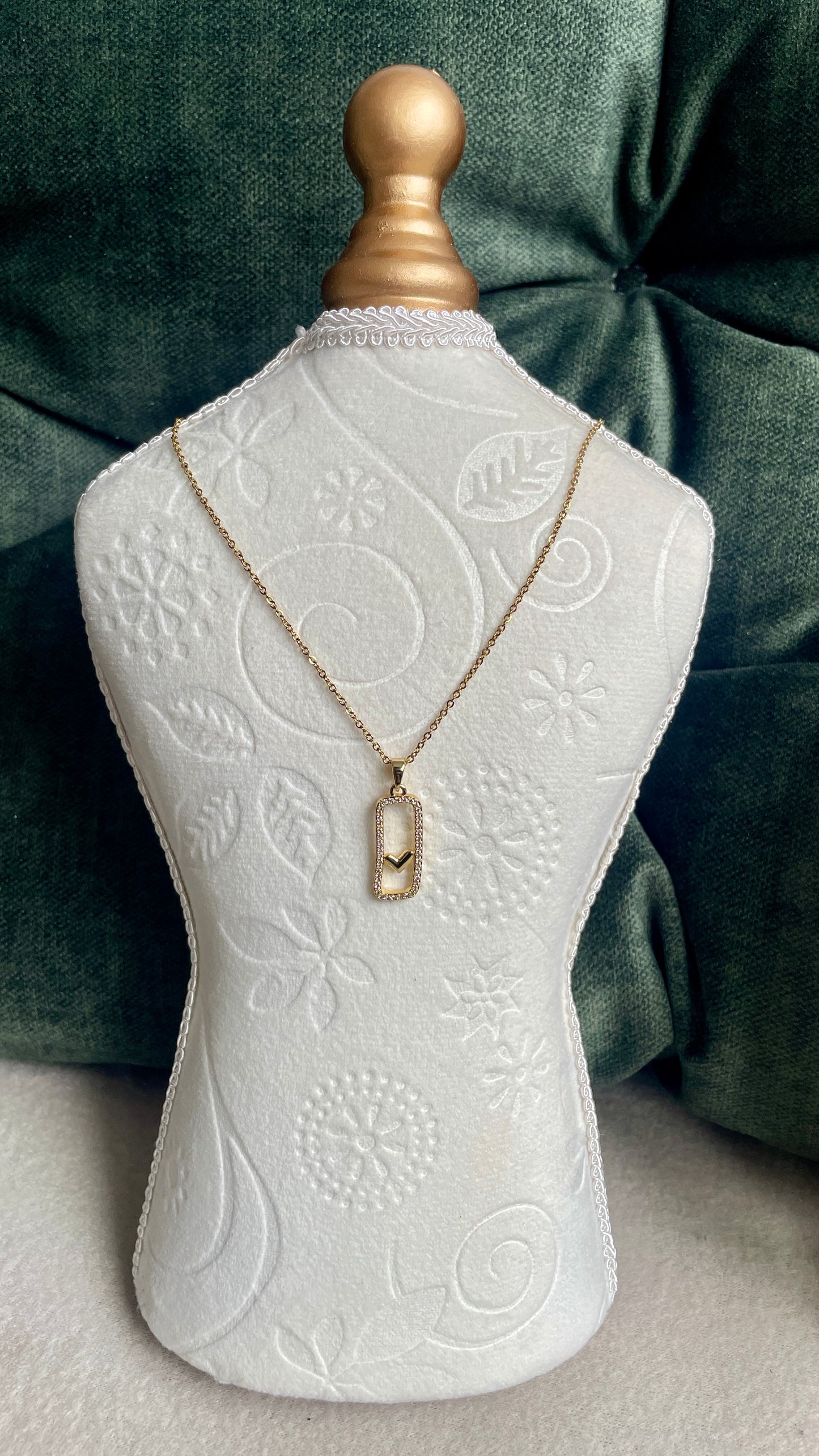 Modernes Herz-Rechteck Halskette | Premium Schmuck