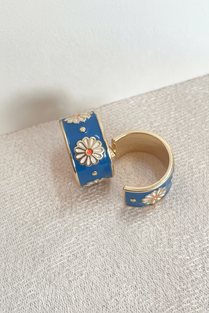 Blaue Blüten Creolen | Eleganter Schmuck