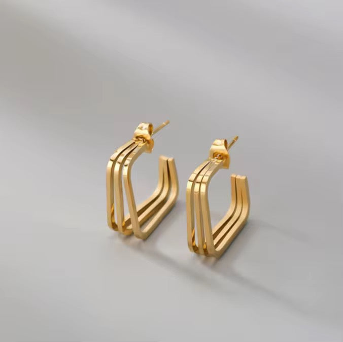 Geometric Triple Hoop Earrings