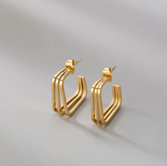 Geometric Triple Hoop Earrings