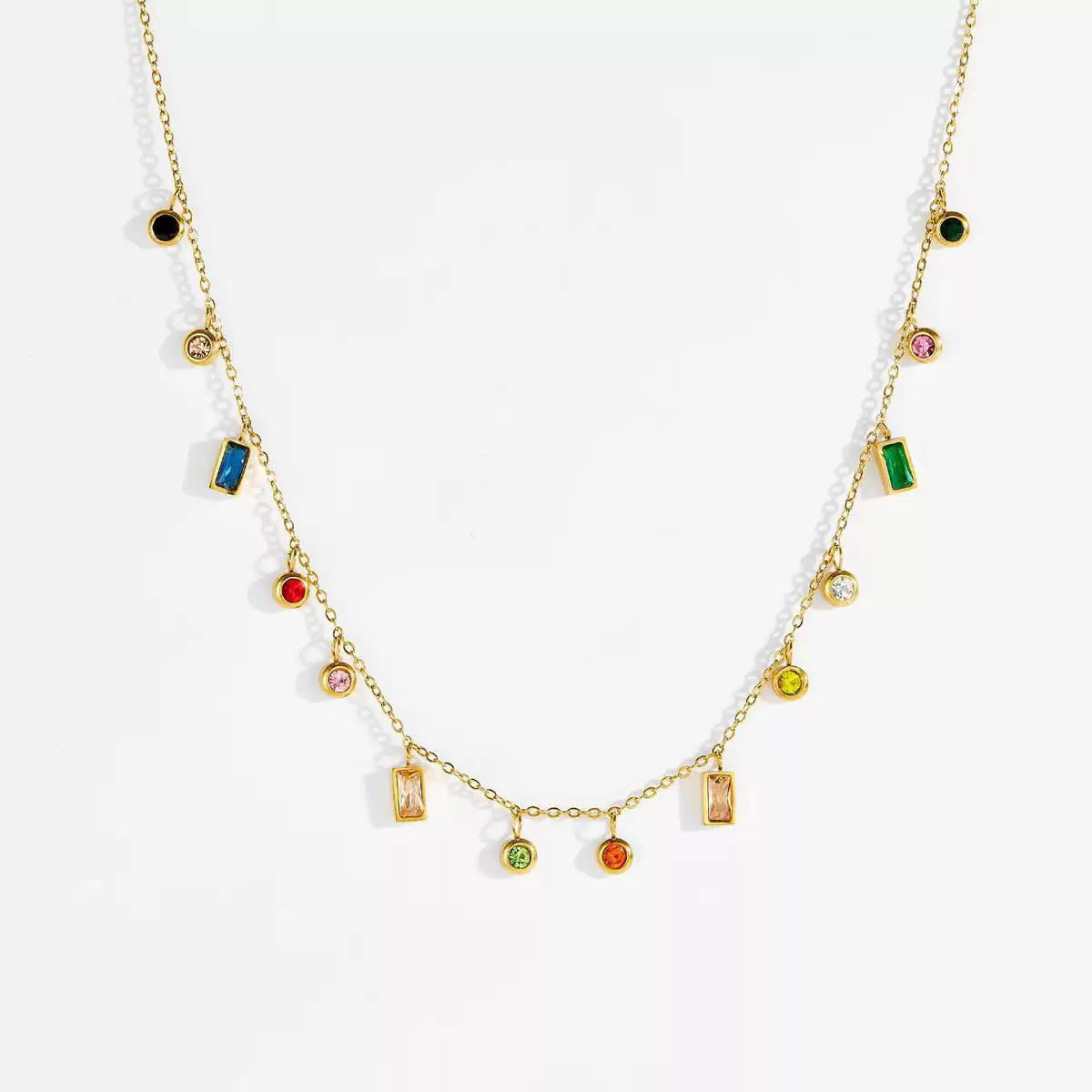Rainbow Charm Funkelnde Edelstein-Halskette
