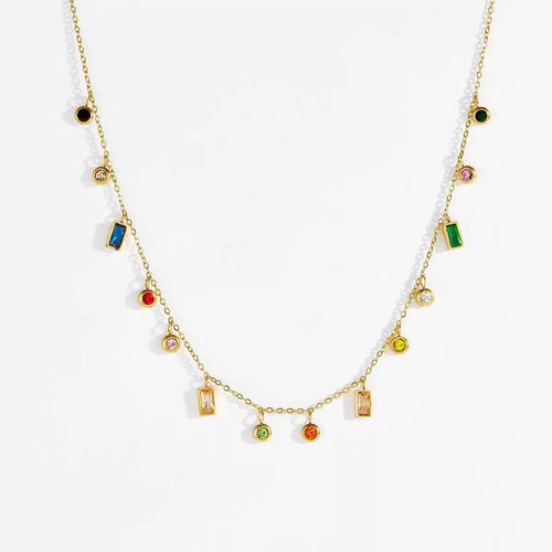 Rainbow Charm Funkelnde Edelstein-Halskette