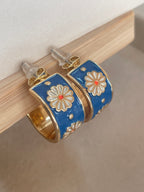 Blaue Blüten Creolen | Eleganter Schmuck