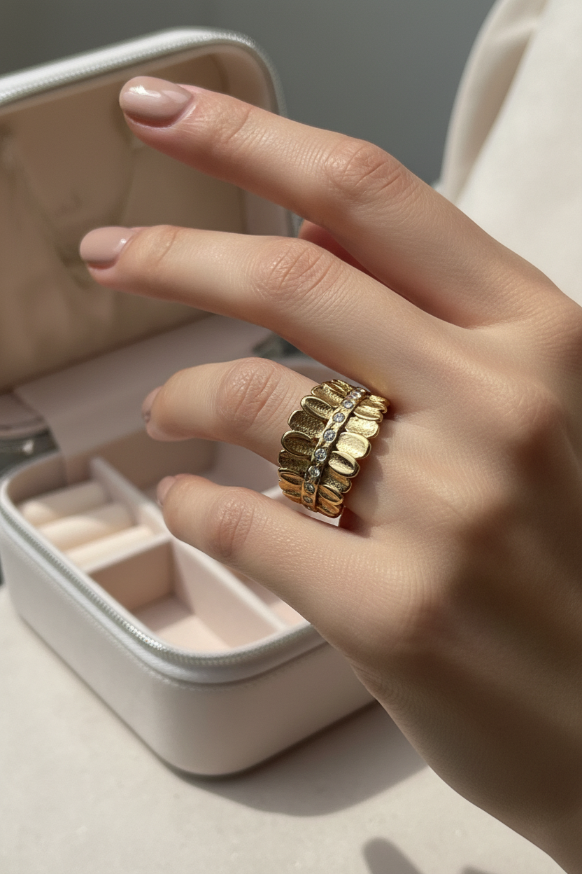Funkelnder Blätterkranz Ring | Eleganter Schmuck