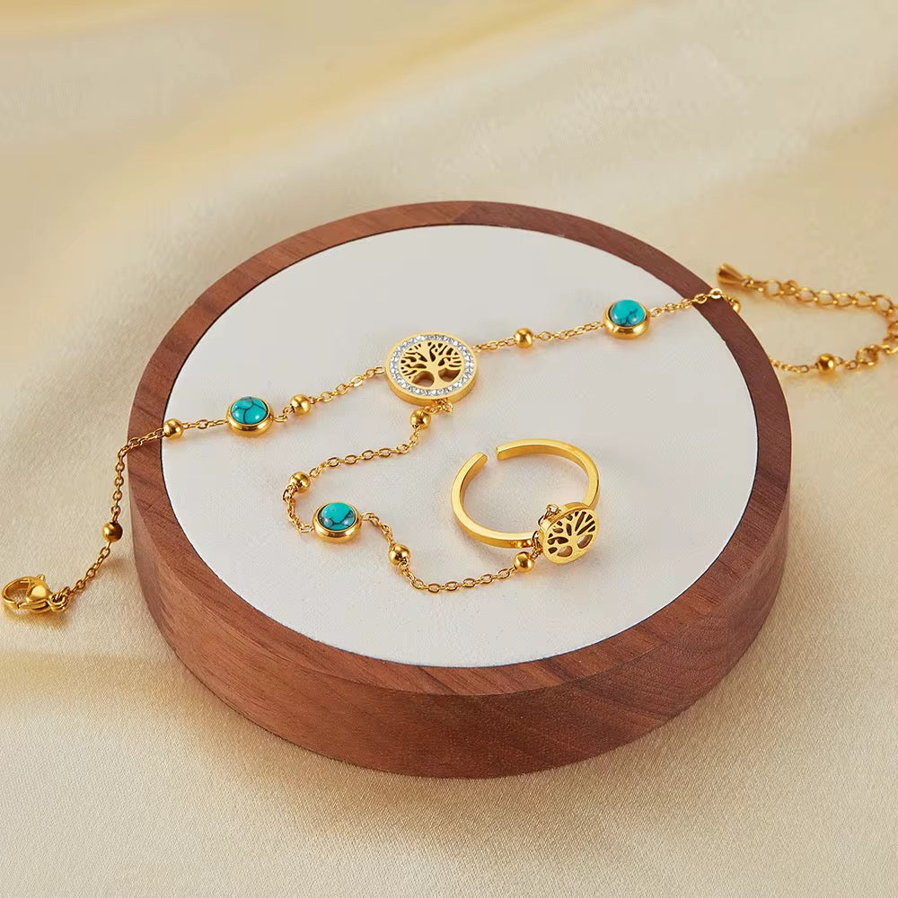 Baum des Lebens Hand-kette mit Ring