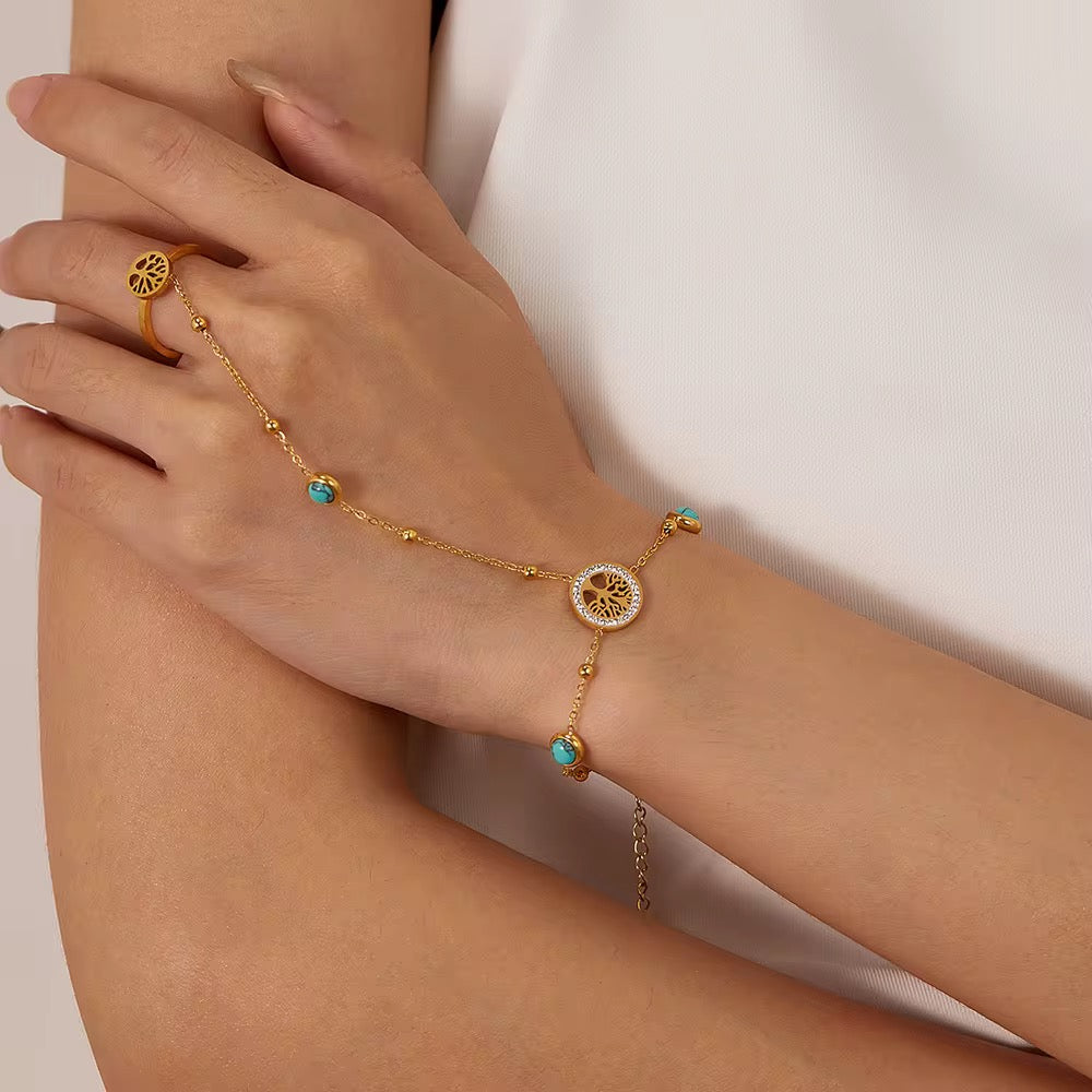 Baum des Lebens Hand-kette mit Ring