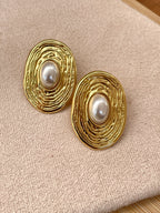 Goldene Perlen-Wellen Ohrringe | Hochwertiger Schmuck