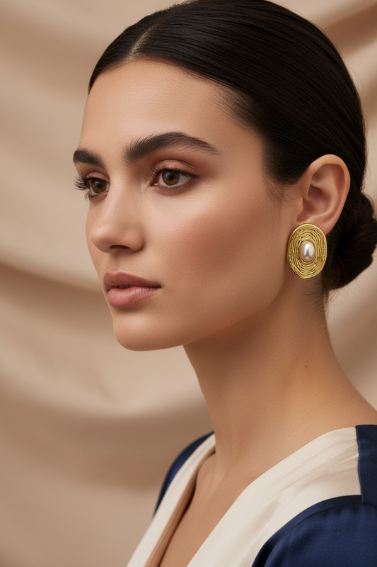 Goldene Perlen-Wellen Ohrringe | Hochwertiger Schmuck